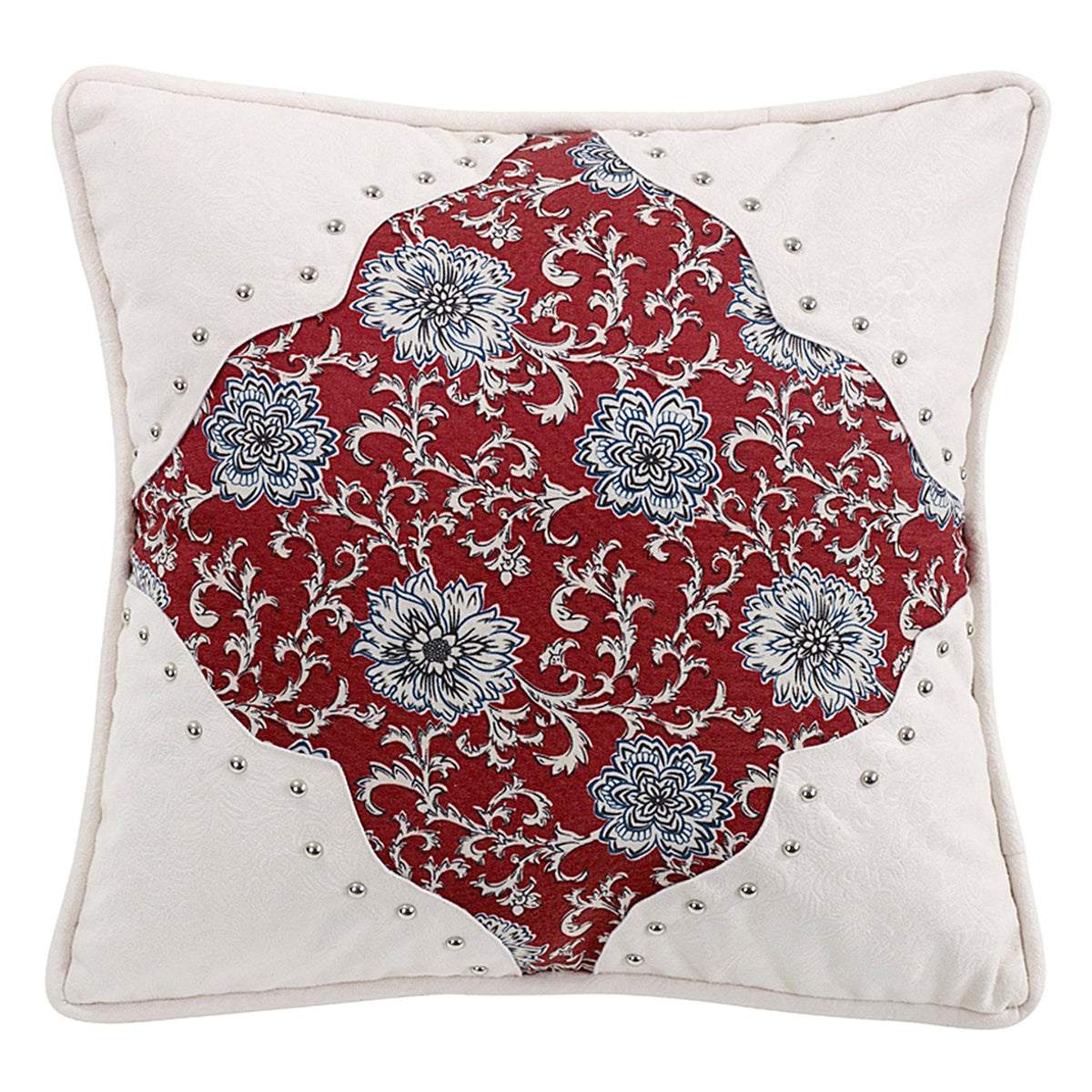 Floral Scalloped Corner Pillow, 18" x 18"