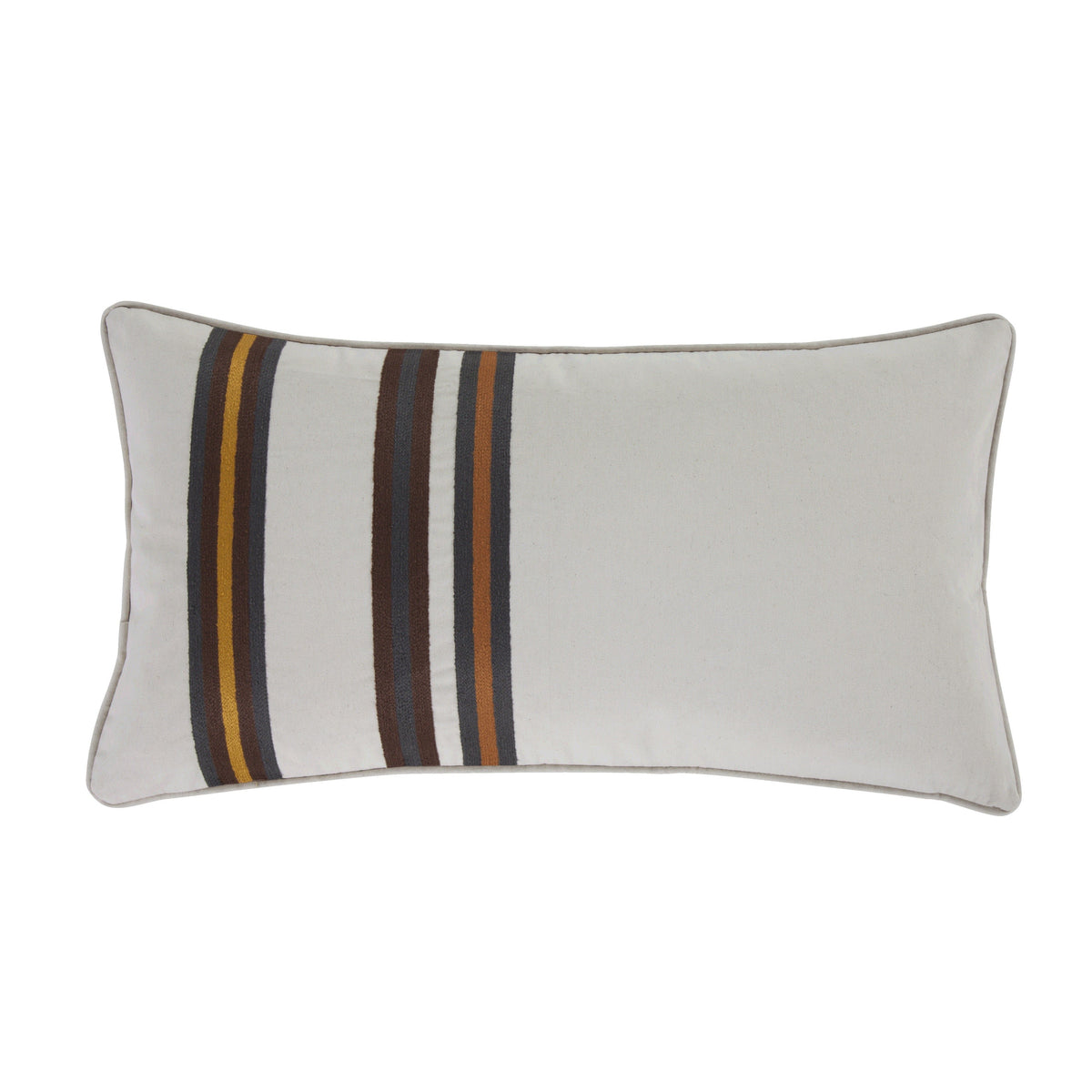 Toluca Canvas Embroidered Cotton Lumbar Pillow, 14" x 26", 1PC