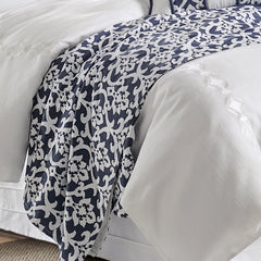 Kavali Navy & White Floral Jacquard Duvet, Super King