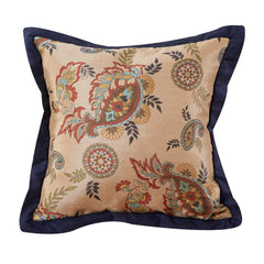 Tammy Navy Flanged Paisley Square Pillow, 18" x 18", 1PC