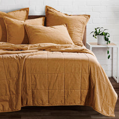 Stonewashed Cotton Canvas Coverlet, Twin, Terracotta, 1PC