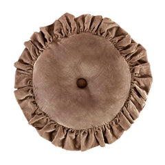 Stella Faux Silk Velvet Ruffled Round Pillow, 18", Dusty Rose, 1PC