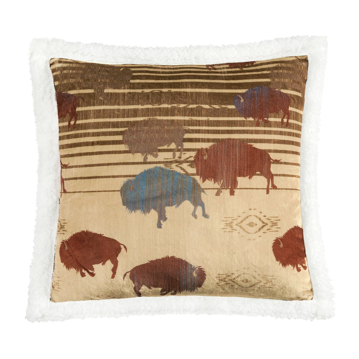 Home on the Range Campfire Sherpa Pillow, 18" x 18", 1PC, 6 MOQ