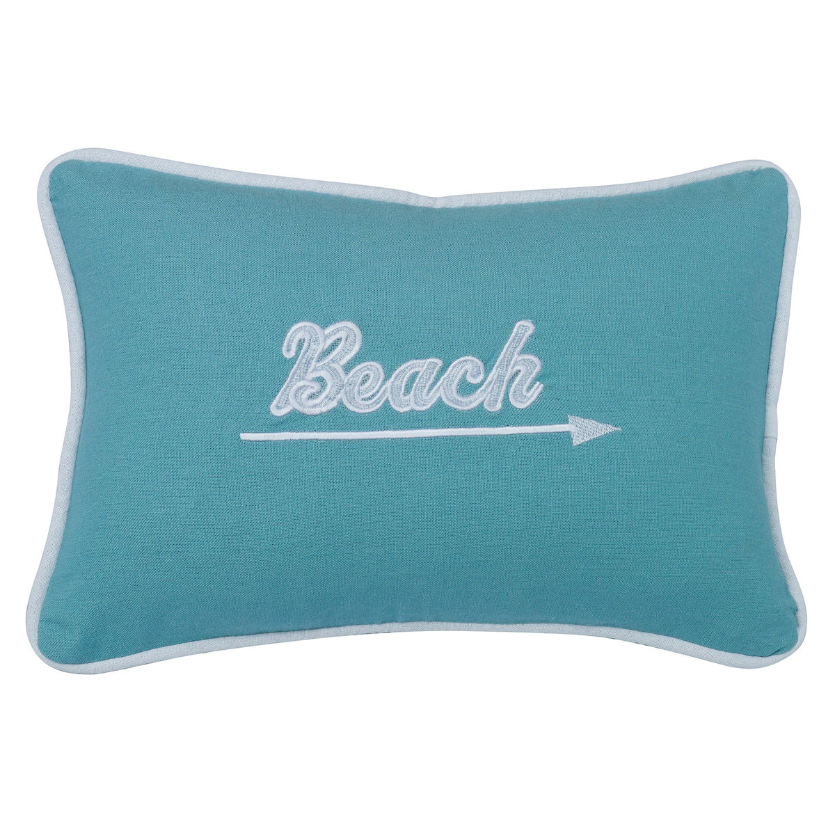 Embroidered "Beach" Pillow, 12" x 18", 1PC