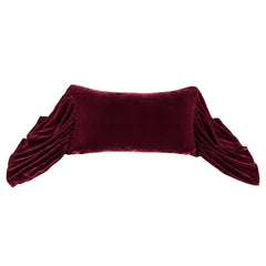 Stella Faux Silk Velvet Long Ruffled Pillow, 14" x 26", Garnet Red, 1PC