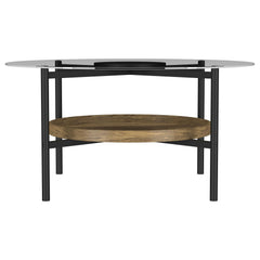 Delfin - Round Glass Top Coffee Table - Black And Brown