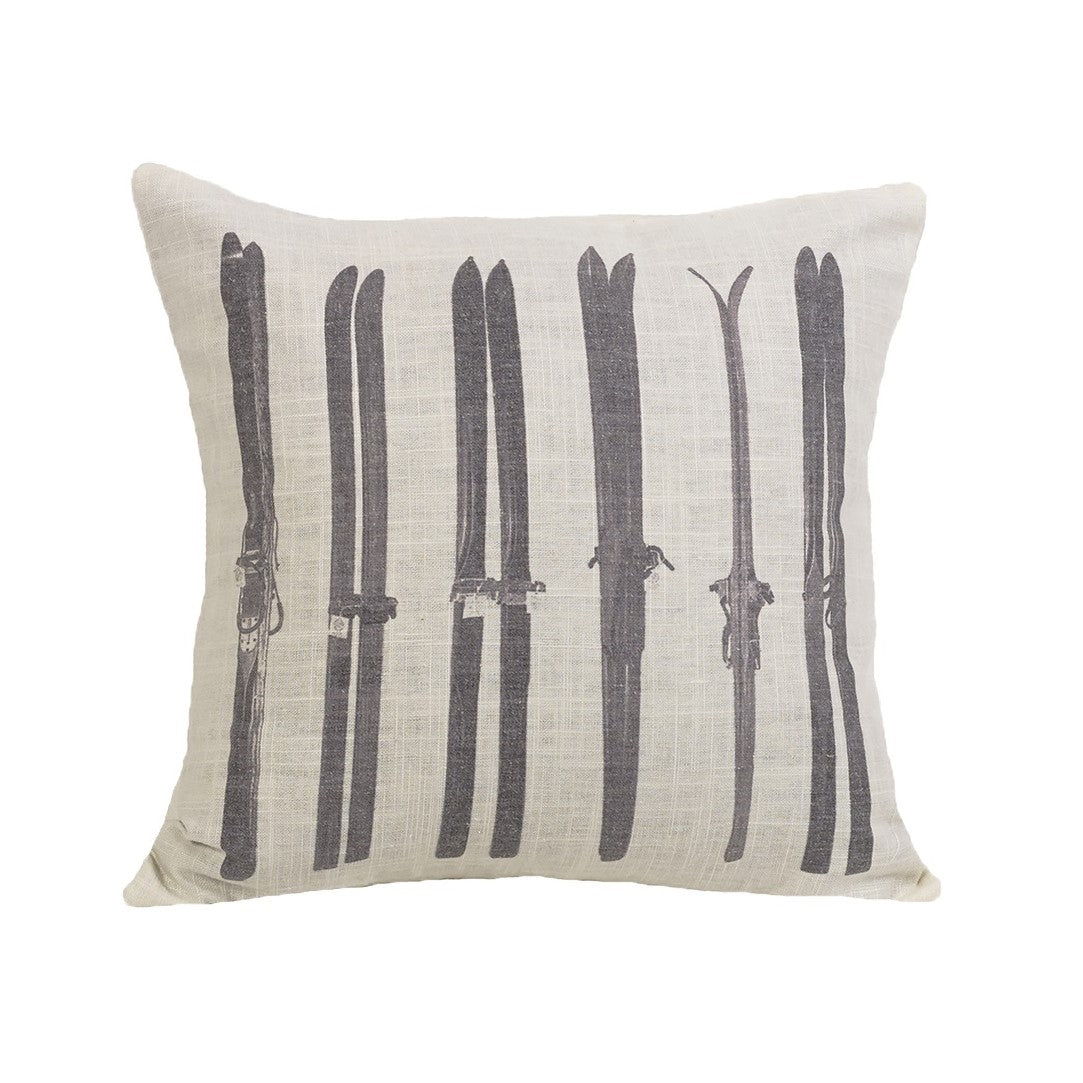 Gray Printed Ski Throw Pillow, 18" x 18", 1PC