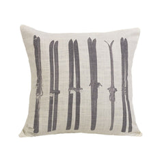 Gray Printed Ski Throw Pillow, 18" x 18", 1PC