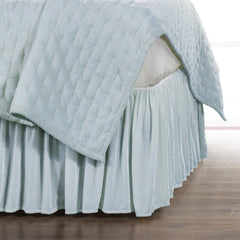 Stella Faux Silk Velvet Bed Skirt, Queen, Icy Blue, 1PC
