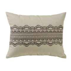 Charlotte Tan Burlap Gray Scallop Lace Design Pillow, 16" x 20", 1PC