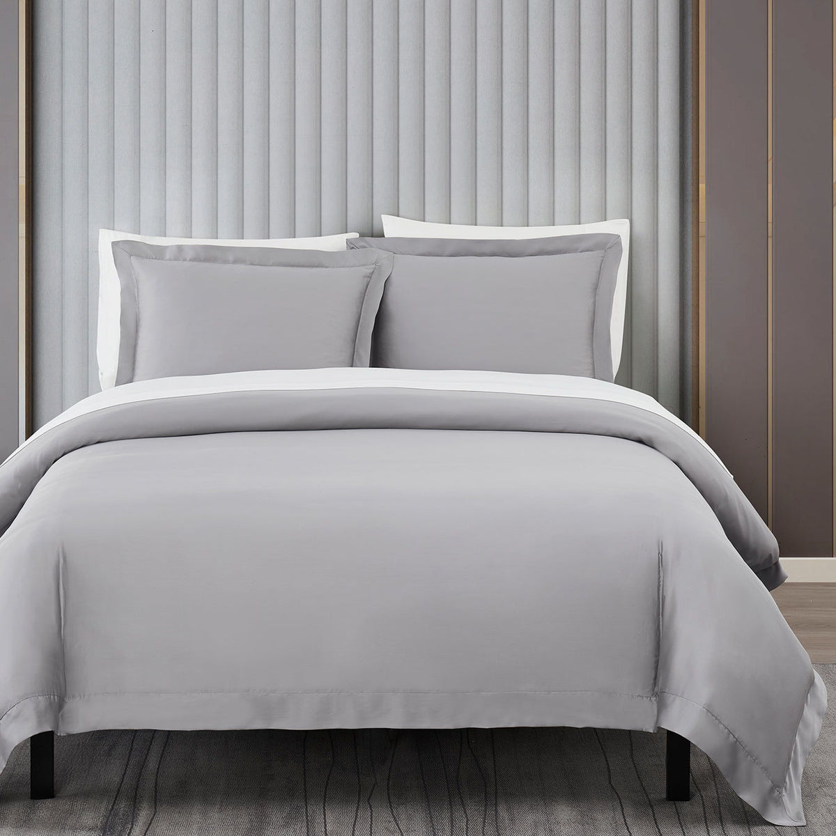 Lyocell Duvet Cover Set, Super Queen, Gray, 3PC