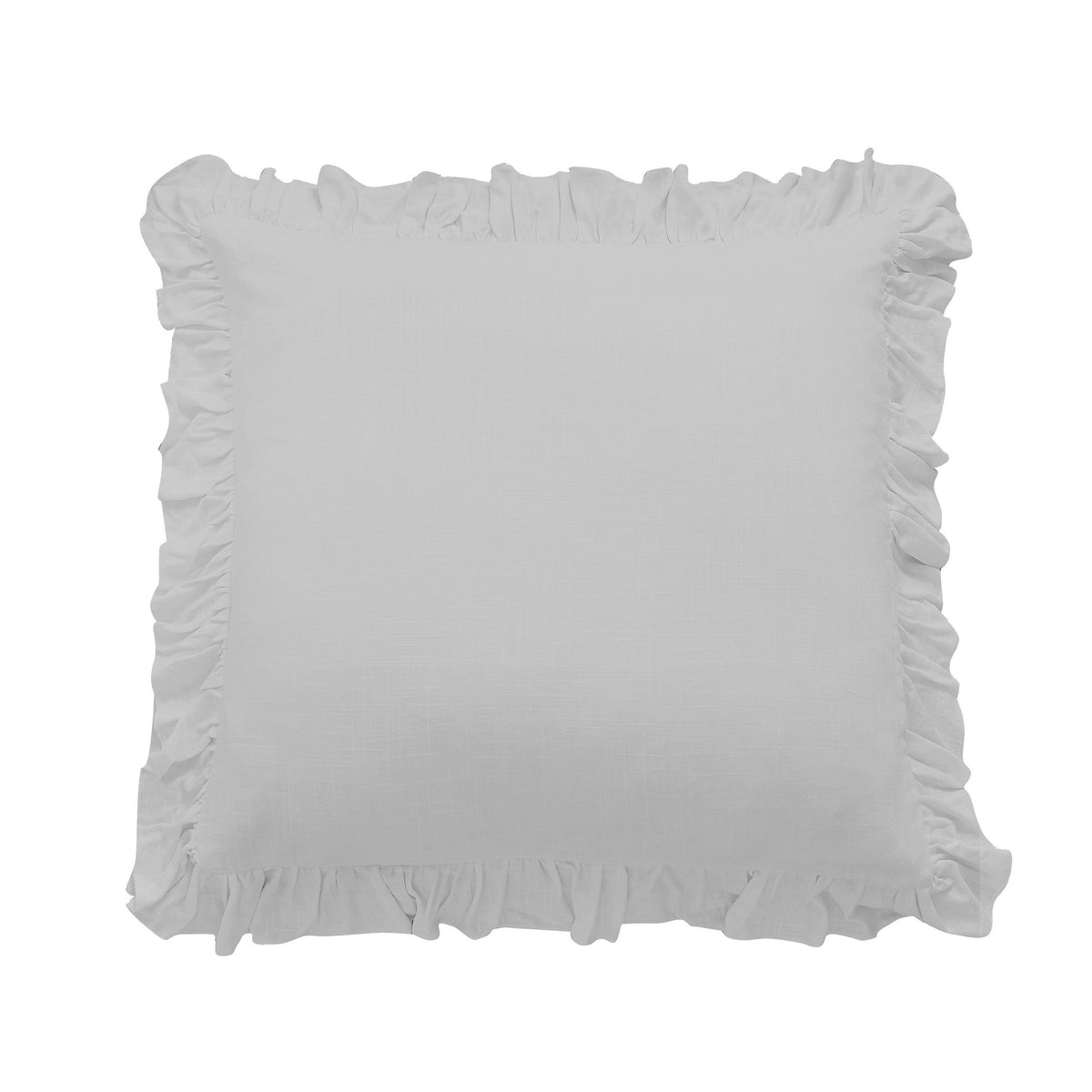 Lily Washed Linen Ruffled Euro Sham, 27" x 27", Light Gray, 1PC