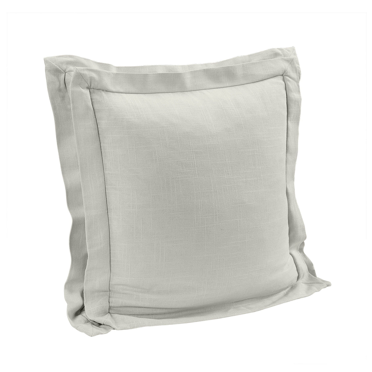 Luna Double Flanged Washed Linen Pillow, 20" x 20", Light Gray, 1PC