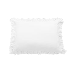 Lily Washed Linen Ruffled Pillow Sham, 21" x 27", White, 1PC