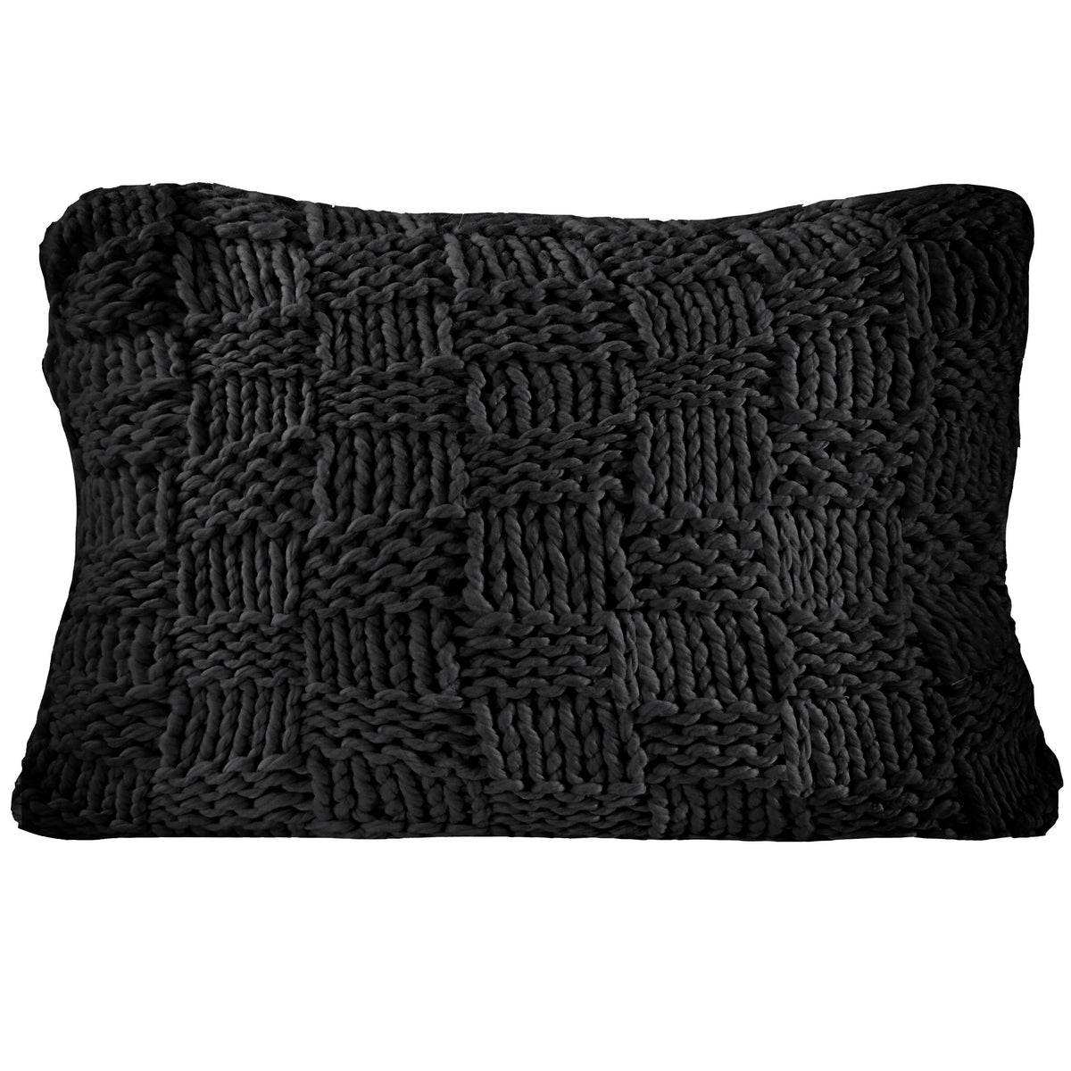 Chess Knit Dutch Euro Pillow, 28" x 38", Black, 1PC