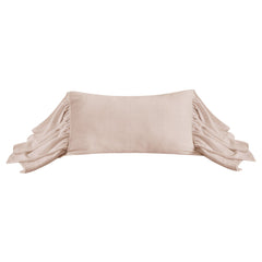 Luna Washed Linen Long Ruffled Pillow, 16" x 26", Blush, 1PC