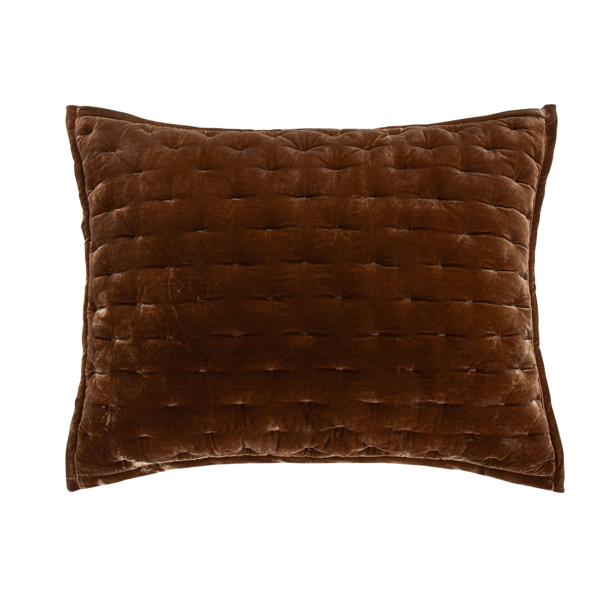Stella Faux Silk Velvet Pillow Sham, 21" x 34", Copper Brown, 1PC