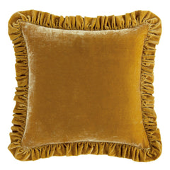 Stella Faux Silk Velvet Ruffled Euro Sham, 27" x 27", Saffron, 1PC